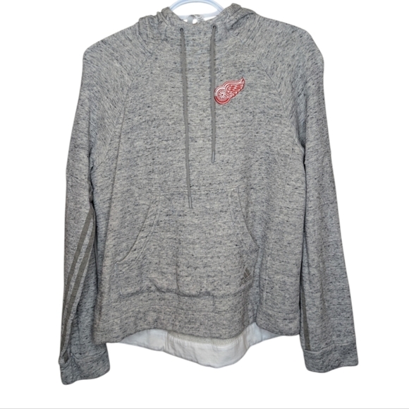 ADIDAS Detroit Red Wings Hockey Logo Cozy Grey Hoodie Womens Small 8-10 - Picture 1 of 10